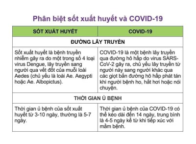 Phân biệt sốt xuất huyết và Covid-19